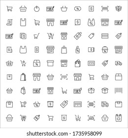 Simple set of sales icons in trendy line style. Modern vector symbols, isolated on a white background. Linear pictogram pack. Line icons collection for web apps and mobile concept.