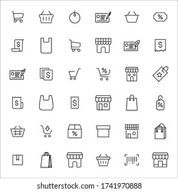 Simple set of sales icons in trendy line style. Modern vector symbols, isolated on a white background. Linear pictogram pack. Line icons collection for web apps and mobile concept.