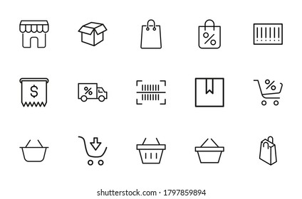 Simple set of sales icons in trendy line style. Modern vector symbols, isolated on a white background. Linear pictogram pack. Line icons collection for web apps and mobile concept.