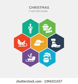 simple set of santa, santa claus, santa claus boot, hat icons, contains such as icons sleigh, sweets, tin soldier and more. 64x64 pixel perfect. infographics vector