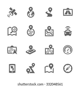 Simple Set of Satellite Navigation Related Vector Icons for Your Design.