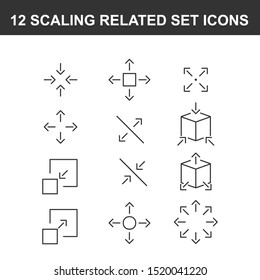 Simple Set of Scaling Related Vector Line Icons