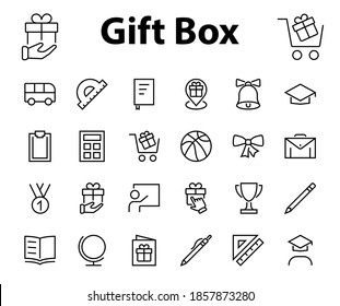 A simple set of school items. Contains icons such as student, award, geography, physical education, geometry and more. On white background. Editable stroke. 480x480.