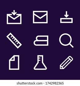 simple set of school and office line icons