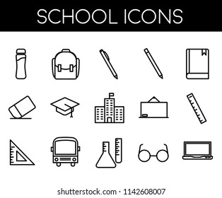 simple set of school related vector line icons