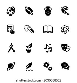 Simple Set of School Subject Related Vector Icons. Contains such icons as art, math, music, and more. Modern vector pictogram collection.