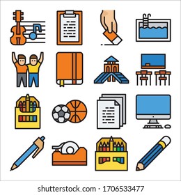 Simple Set of School Tool Related Vector Line Icons Color