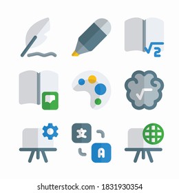 Iconos de color de los vectores escolares simples