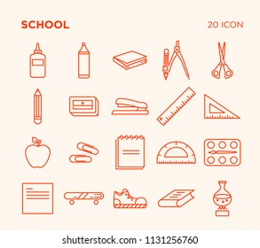 Simple Set of School. Vector Line Icons. Editable Stroke. 