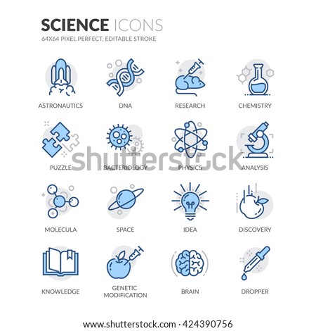 Simple Set of Science Related Color Vector Line Icons. 
Contains such Icons as DNA, Analysis, Research, Genetic Modification and more. 
Editable Stroke. 64x64 Pixel Perfect. 