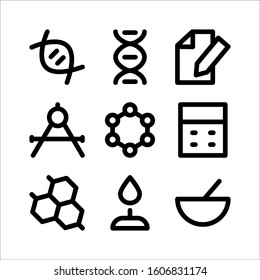 Simple Set of Science Related Vector Line Icons
