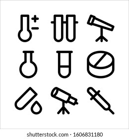 Simple Set of Science Related Vector Line Icons