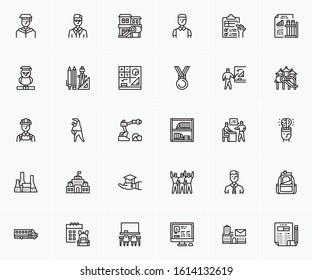 Simple Set of Science Related Vector Line Icons. Contains such Icons as Biology, Astronomy, Physics, Science Test, Lab and more.