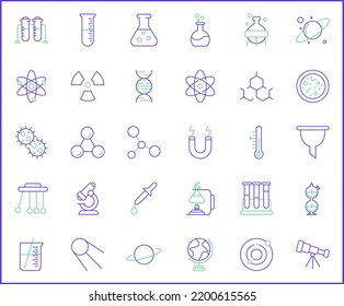 Einfache Set von Science-Fiction-Vektorgrafik-Symbolen. 
Enthält solche Symbole wie Atom, Molekül, Labor, Planet, Physik, Experiment, Mikroskop, Chemie und mehr.