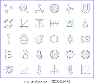 Simple Set of science Related Vector Line Icons. 
Contains such Icons as atom, molecule, laboratory, planet, physics, experiment, microscope, chemical and more.