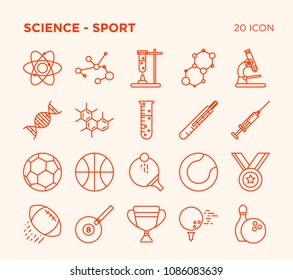 Simple set of science and sport vector line icons