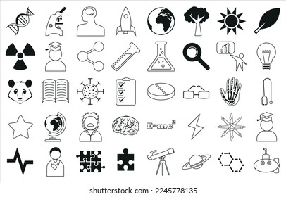 Simple Set of Science Vector Line Icons. Contains such Icons as Biology, Astronomy, Physics, Chemistry, Science, Lab, and more.
