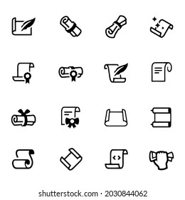 Simple Set of Scrolls and Papers Related Vector Icons. Contains such icons as scroll, gift card, diploma and more. Modern vector pictogram collection.