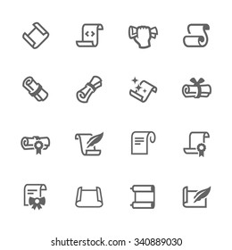 Simple Set Of Scrolls And Papers Related Vector Icons. Contains Such Icons As Scroll, Gift Card, Diploma And More. Modern Vector Pictogram Collection.