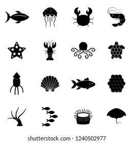 Simple Set of Sea Food Related Vector Icons. Contains Such Icons as Oyster, Crab, Sea Shell and more.
