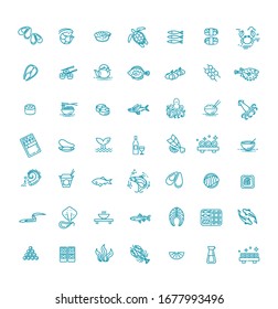 Simple Set of Sea Food Related Vector Line Icons