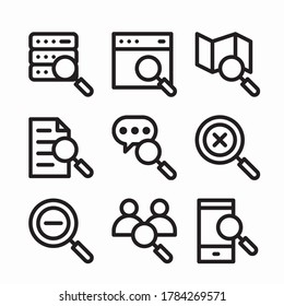 Simple Set Search Vector line Icons. Line with Editable stroke