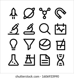 Simple Set of Secience Related Vector Line Icons
