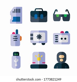 Simple Set Secret Spy Vector Color Icons. Color with Editable stroke