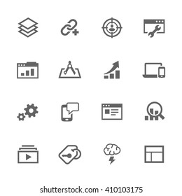 Simple Set of SEO Related Vector Icons. Contains Such Search Optimization, Links, Settings and More.