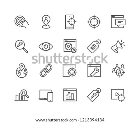 Simple Set of SEO Related Vector Line Icons. Contains such Icons as Target, Watch List, Website Stats and more.
Editable Stroke. 48x48 Pixel Perfect. 商業照片 © 