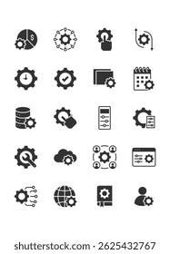Conjunto simple de íconos de Configuraciones Contiene íconos como control, administración, opciones