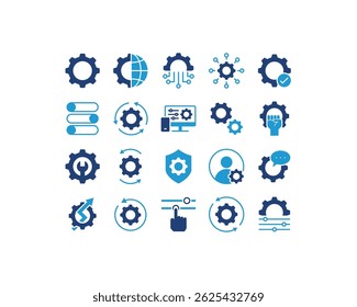 Conjunto simple de íconos de Configuraciones Contiene íconos como control, administración, opciones