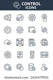 Conjunto simple de iconos de Configuraciones, control, gestión, Opciones