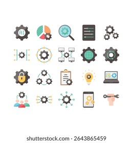 Conjunto simple de iconos de Configuraciones, control, gestión, Opciones