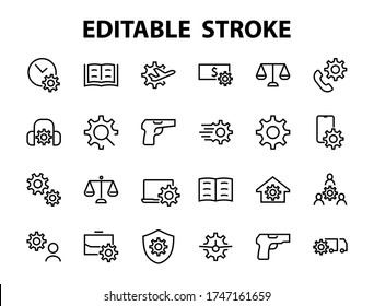 A simple set of settings and options related to Vector Line Icons. Contains icons such as set time, business, phone, and more. Editable Stroke.. 480x480.