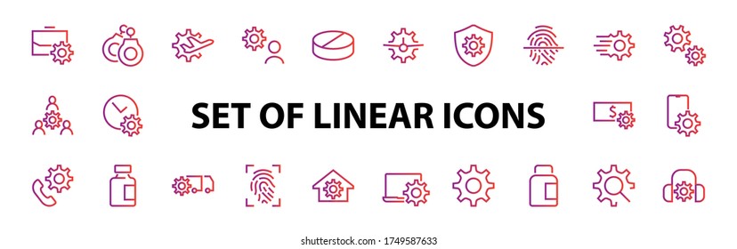 A simple set of settings and options related to Vector Line Icons. Contains icons such as set time, business, phone, and more. Editable Stroke.. 480x480.