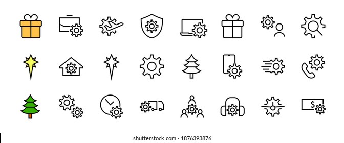 A simple set of settings and options related to Vector Line Icons. Contains icons such as set time, business, phone, and more. Editable Stroke.. 480x480.