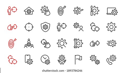 A Simple Set Of Settings And Options Related To Vector Line Icons. Contains Icons Such As Set Time, Business, Phone, And More. Editable Stroke.. 480x480.