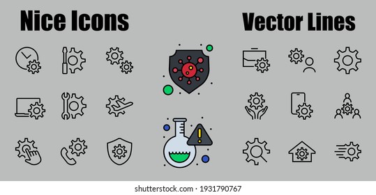  A simple set of settings and options related to Vector Line Icons. Contains icons such as set time, business, phone, and more. Editable Stroke.. 480x480.