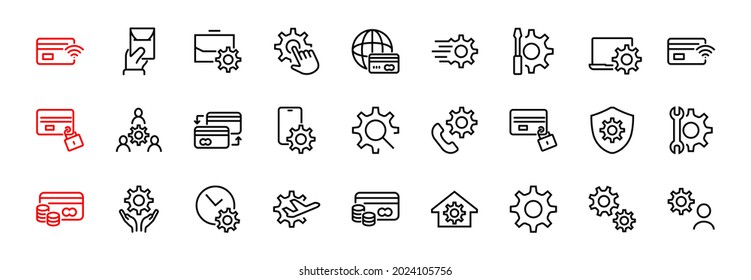  A simple set of settings and options related to Vector Line Icons. Contains icons such as set time, business, phone, and more. Editable Stroke.. 480x480.