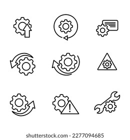 Simple Set of Setup and Settings Related Vector Line Icons. Editable stroke.