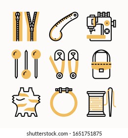 Vektorillustration mit einfachen Einstellungsfarben-Symbolen Pack
