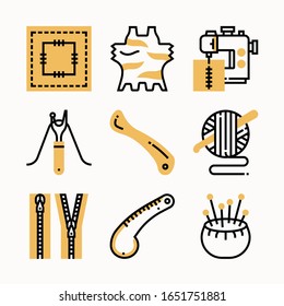 simple set Sewing Color icons Pack vector