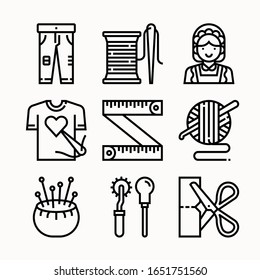 simple set Sewing Line icons Pack vector