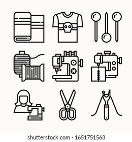 simple set Sewing Line icons Pack vector