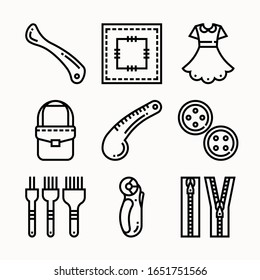 simple set Sewing Line icons Pack vector