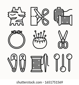 simple set Sewing Line icons Pack vector
