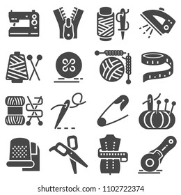 Simple Set of Sewing Related Vector Icons. Contains such Icons as Sewing Machine, Measuring Tape, Wool and more