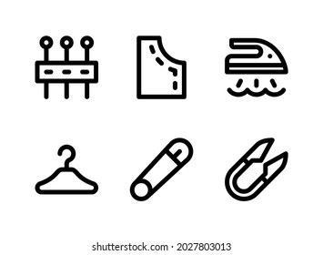 Simple Set of Sewing Related Vector Line Icons. Contains Icons as Needle Pack, Cloth, Steam Iron, Safety Pin and more.