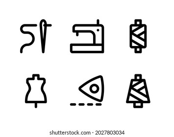 Simple Set of Sewing Related Vector Line Icons. Contains Icons as Needle, Thread, Mannequin, Chalk Marking and more.